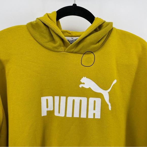 Puma Yellow Amplified Cropped Hooded Sweatshirt L - Picture 3 of 6